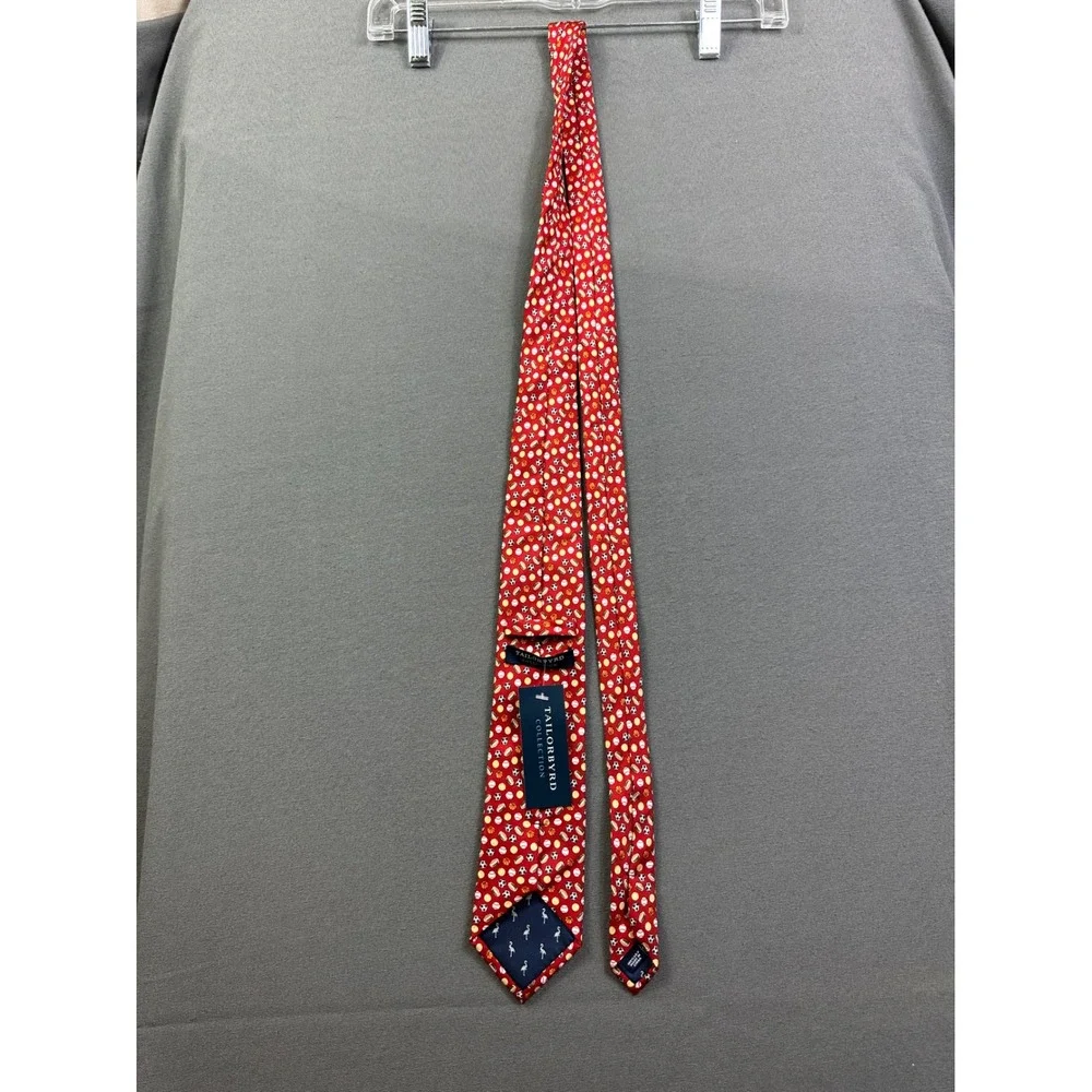 TailorByrd‎ Men's Red Silk Sports Ball Print Necktie Football Basketball Soccer